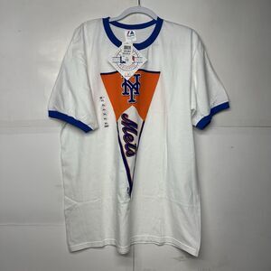Men’s New York Mets T-Shirt XL Majestic NWT Blue Orange Graphic Baseball Tee